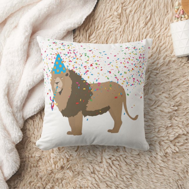 Lion Partying Animals Having a Party Cushion (Blanket)