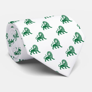 Lion Pattern - Forest Green on White Tie