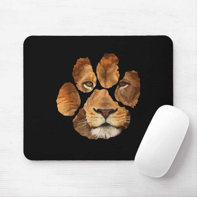 Lion Paw Print Animal Mouse Mat (With Mouse)