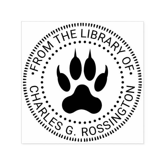 Lion Paw Print Library Book Name Self-inking Stamp (Design)