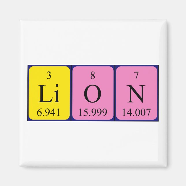 Lion periodic table name magnet (Front)