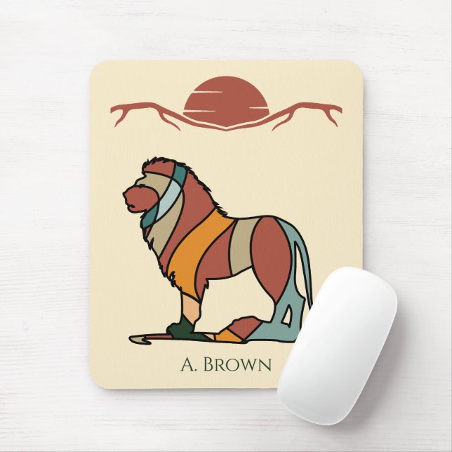 Lion Personalised Mouse Pad | Name Desk Decor (With Mouse)
