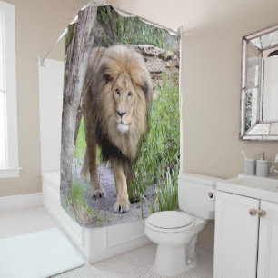 Lion Photo Print Shower Cutrain Curtain