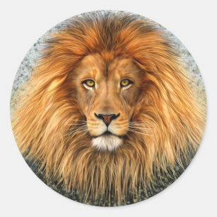 Lion Photograph Paint Art image Classic Round Sticker