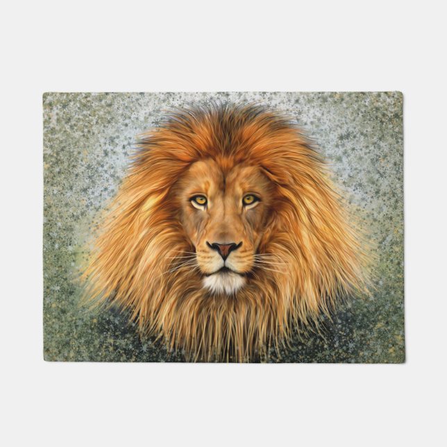 Lion Photograph Paint Art image Doormat (Front)
