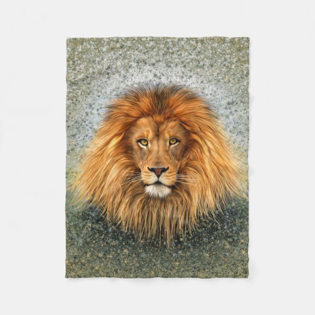 Lion Photograph Paint Art image Fleece Blanket (Front)