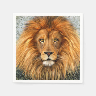 Lion Photograph Paint Art image Napkin
