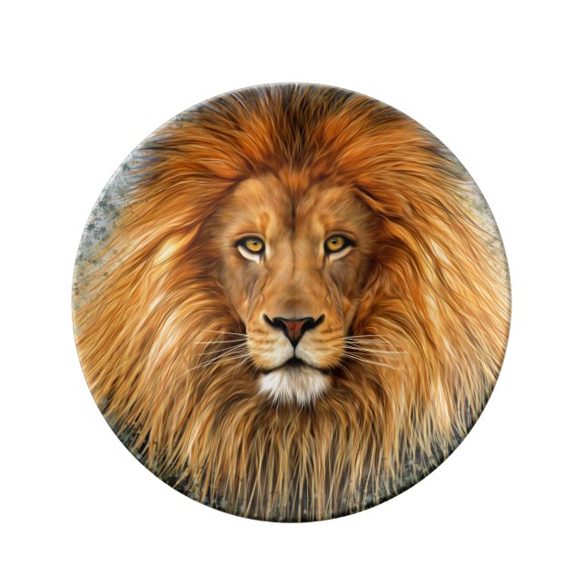 Lion Photograph Paint Art image Plate (Front)