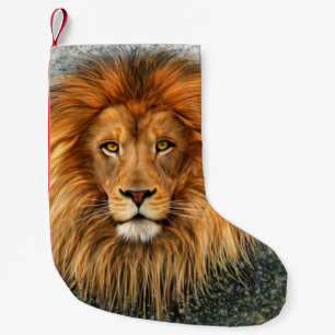 Lion Photograph Paint Art image Small Christmas Stocking