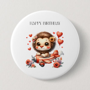 Lion Pilot Birthday 7.5 Cm Round Badge