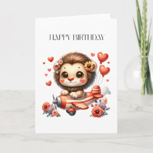 Lion Pilot Birthday Card