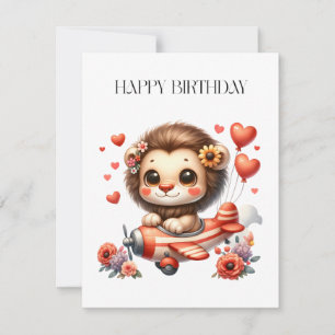 Lion Pilot Birthday Card