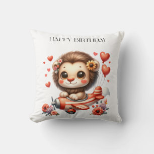 Lion Pilot Birthday Cushion