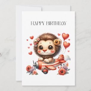 Lion Pilot Birthday Invitation