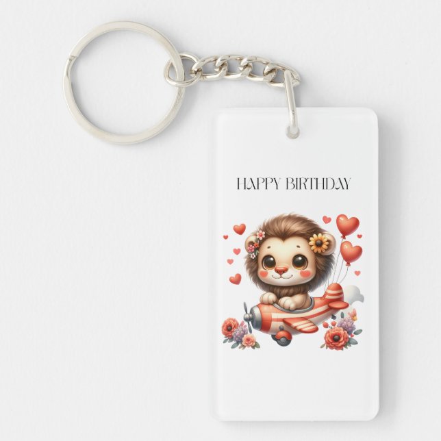 Lion Pilot Birthday Key Ring (Front)
