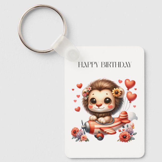 Lion Pilot Birthday Key Ring (Front)
