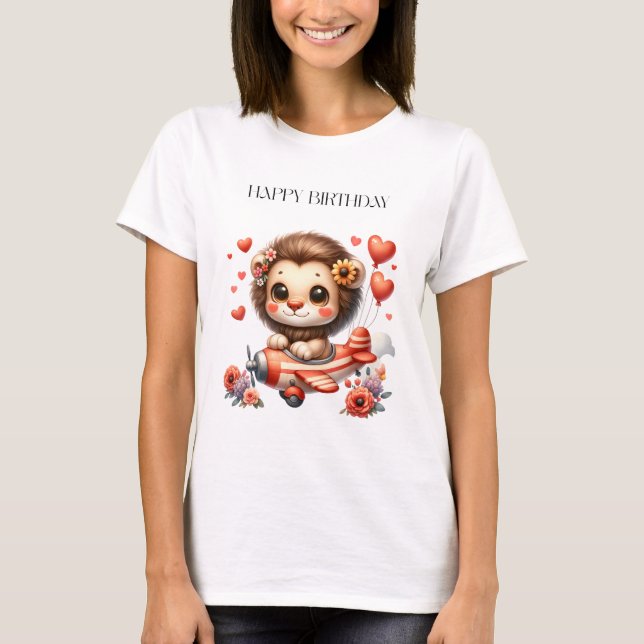 Lion Pilot Birthday T-Shirt (Front)