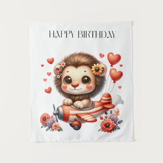Lion Pilot Birthday Tapestry (Front)