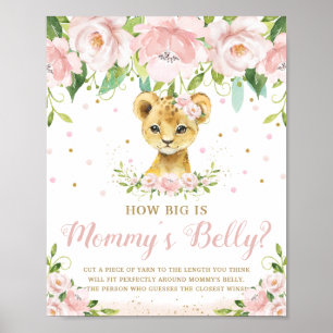 Lion Pink Floral How Big is Mummy's Belly Game Poster