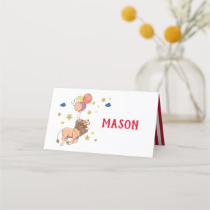 Lion place cards, Circus party Card