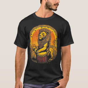 Lion Playing Djembe Drum Drumming Drummer African  T-Shirt