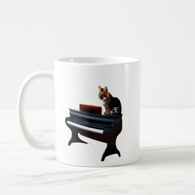 lion playing piano coffee mug (Left)