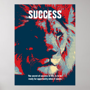 Lion Pop Art Success Quote Inspirational Poster