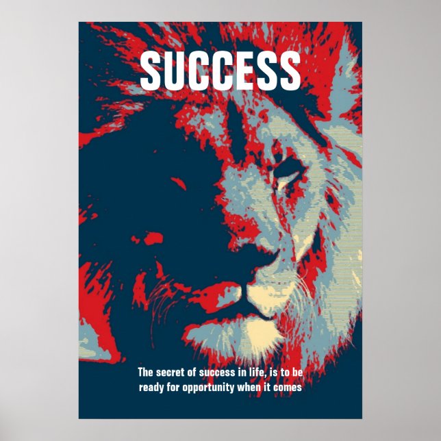 Lion Pop Art Success Quote Inspirational Poster (Front)