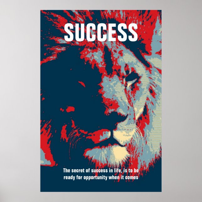 Lion Pop Art Success Quote Inspirational Poster (Front)