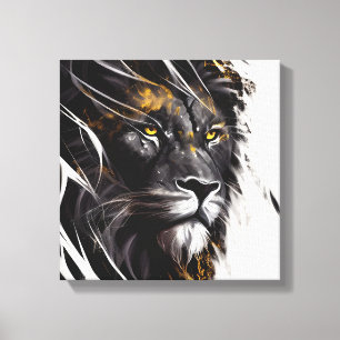 Lion Portrait Animal Painting Wildlife Adventure Canvas Print