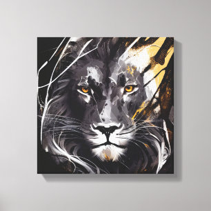 Lion Portrait Animal Painting Wildlife Adventure Canvas Print