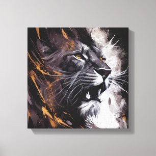 Lion Portrait Animal Painting Wildlife Adventure Canvas Print