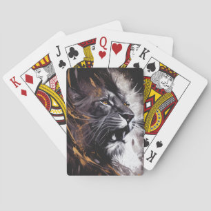 Lion Portrait Animal Painting Wildlife Adventure Playing Cards