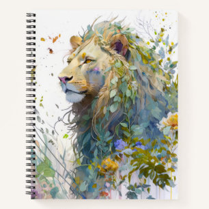 Lion Portrait Animal Painting Wildlife Forest Notebook