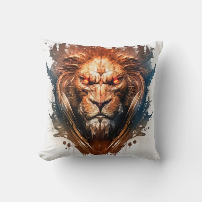 Lion Portrait Animal Painting Wildlife Outdoors Cushion (Front)