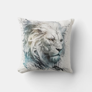 Lion Portrait Animal Painting Wildlife Outdoors  Cushion