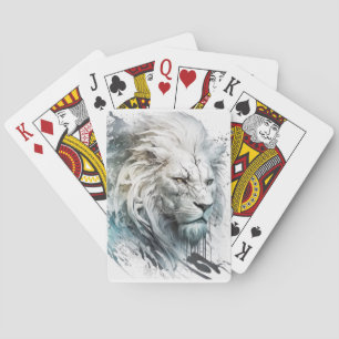 Lion Portrait Animal Painting Wildlife Outdoors Playing Cards