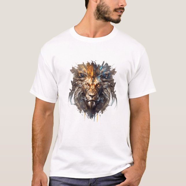 Lion Portrait Animal Painting Wildlife Outdoors  T-Shirt (Front)