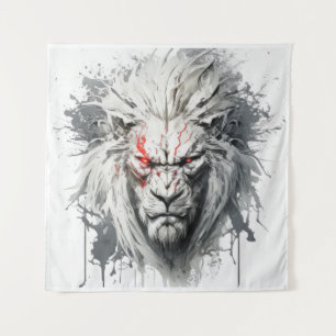 Lion Portrait Animal Painting Wildlife Outdoors Tapestry