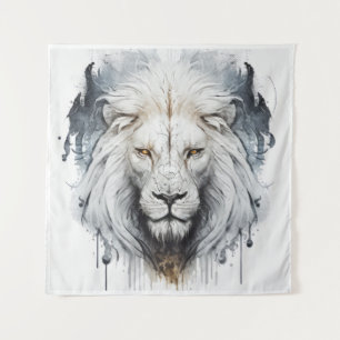 Lion Portrait Animal Painting Wildlife Outdoors Tapestry