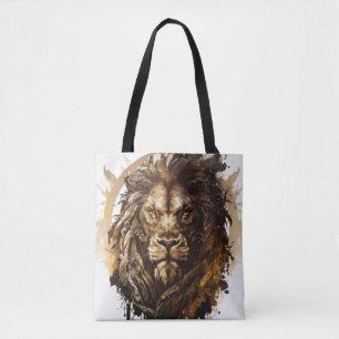 Lion Portrait Animal Painting Wildlife Outdoors Tote Bag