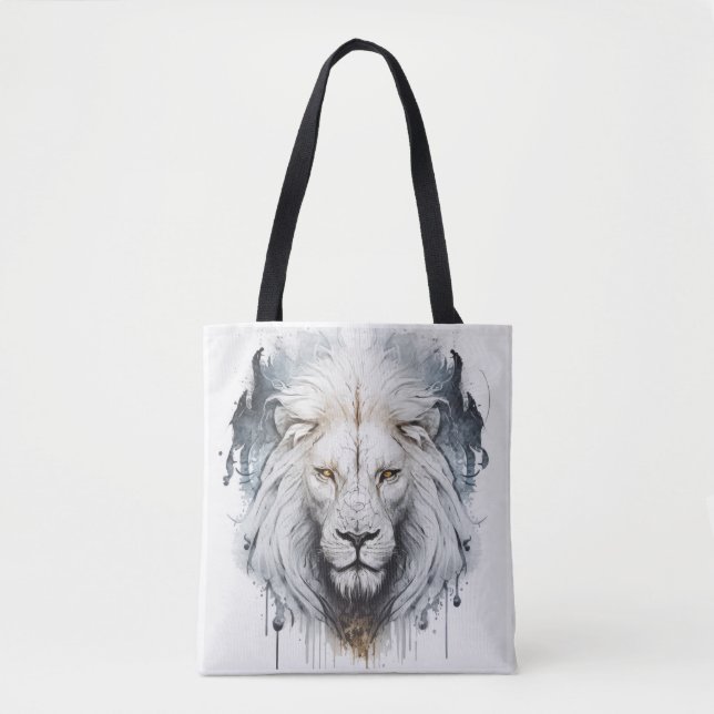 Lion Portrait Animal Painting Wildlife Outdoors  Tote Bag (Front)