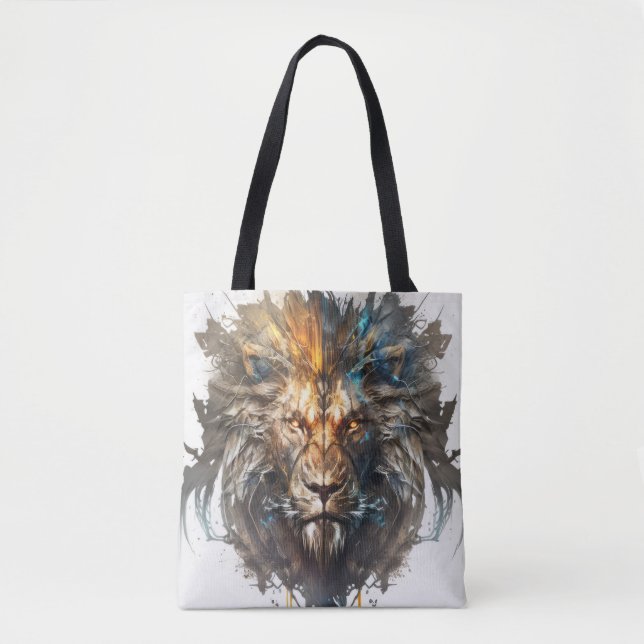 Lion Portrait Animal Painting Wildlife Outdoors Tote Bag (Front)