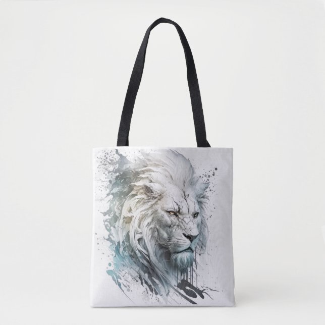 Lion Portrait Animal Painting Wildlife Outdoors  Tote Bag (Front)