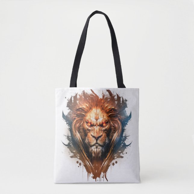 Lion Portrait Animal Painting Wildlife Outdoors Tote Bag (Front)