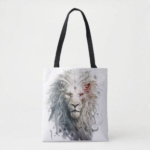 Lion Portrait Animal Painting Wildlife Outdoors Tote Bag