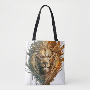 Lion Portrait Animal Painting Wildlife Outdoors Tote Bag