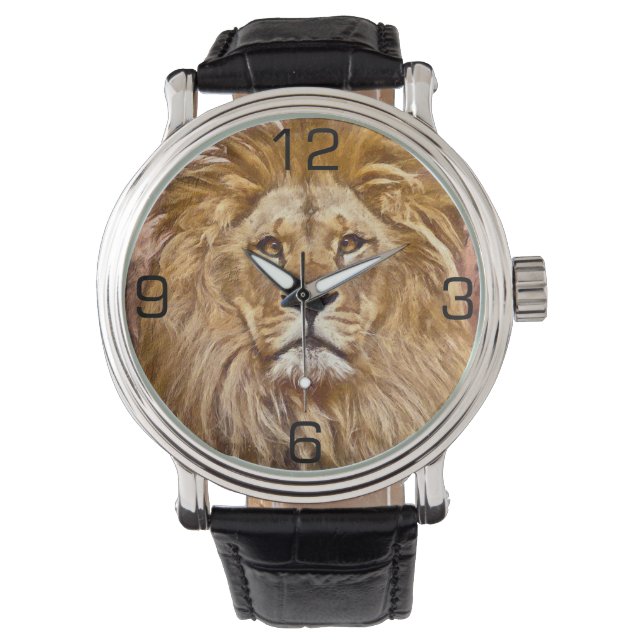 Lion Portrait Art Painting Watch (Front)