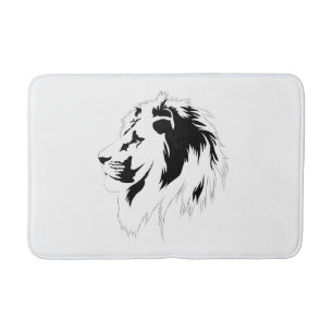 Lion Portrait (black) Bath Mat