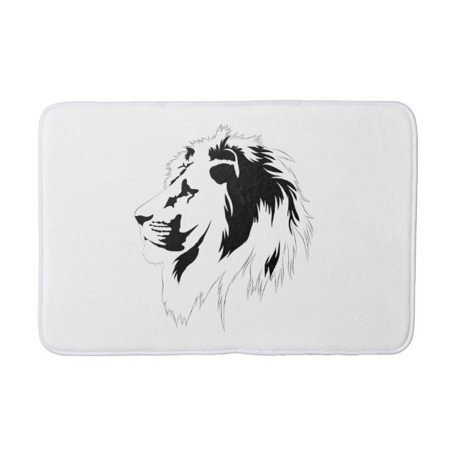 Lion Portrait (black)  Bath Mat (Front)